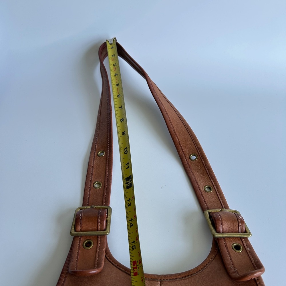 Coach Crescent Saddle 9235 British Tan Leather Shoulder Bag Good - Picture 13 of 14